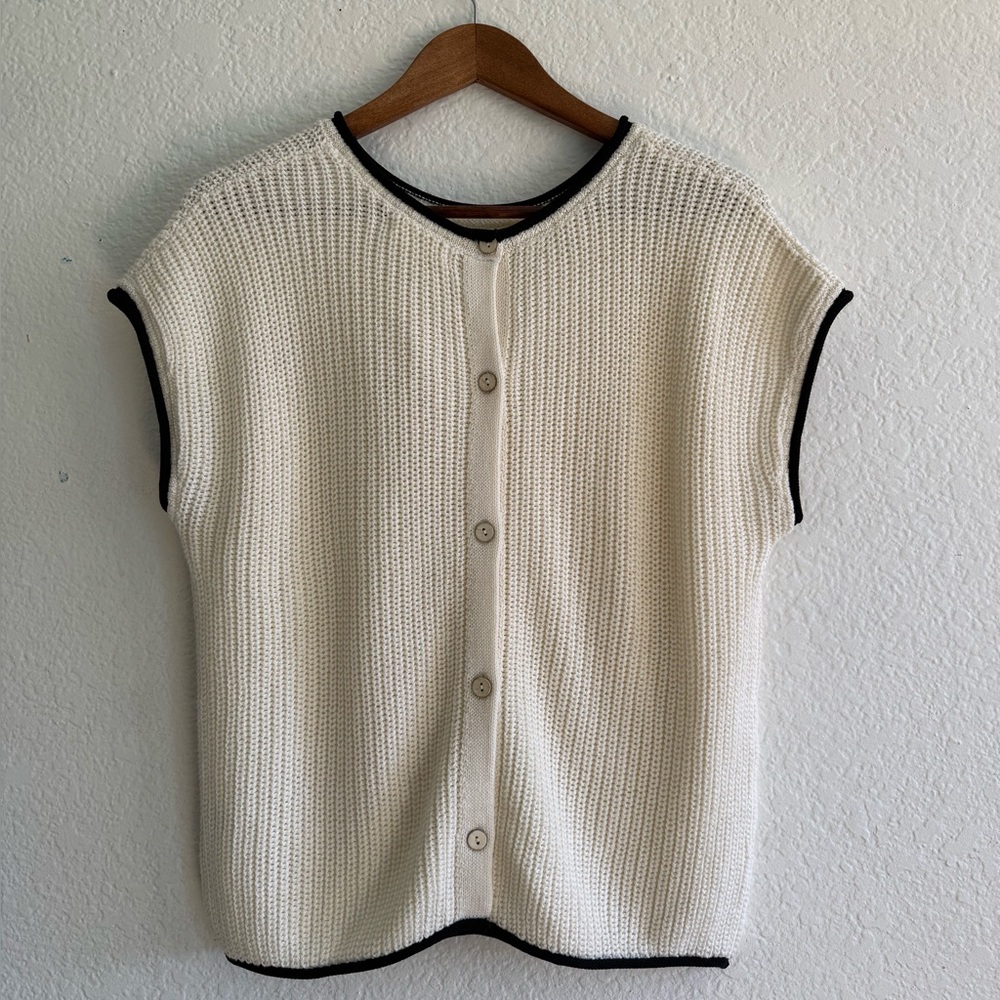 Blu Pepper Contrast Trim Sweater Cream - Picture 2 of 3